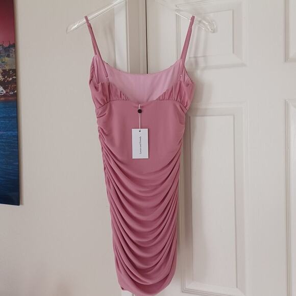 Lovers + Friends Juliana Ruched Pink Mini Dress S NWT - Picture 4 of 15